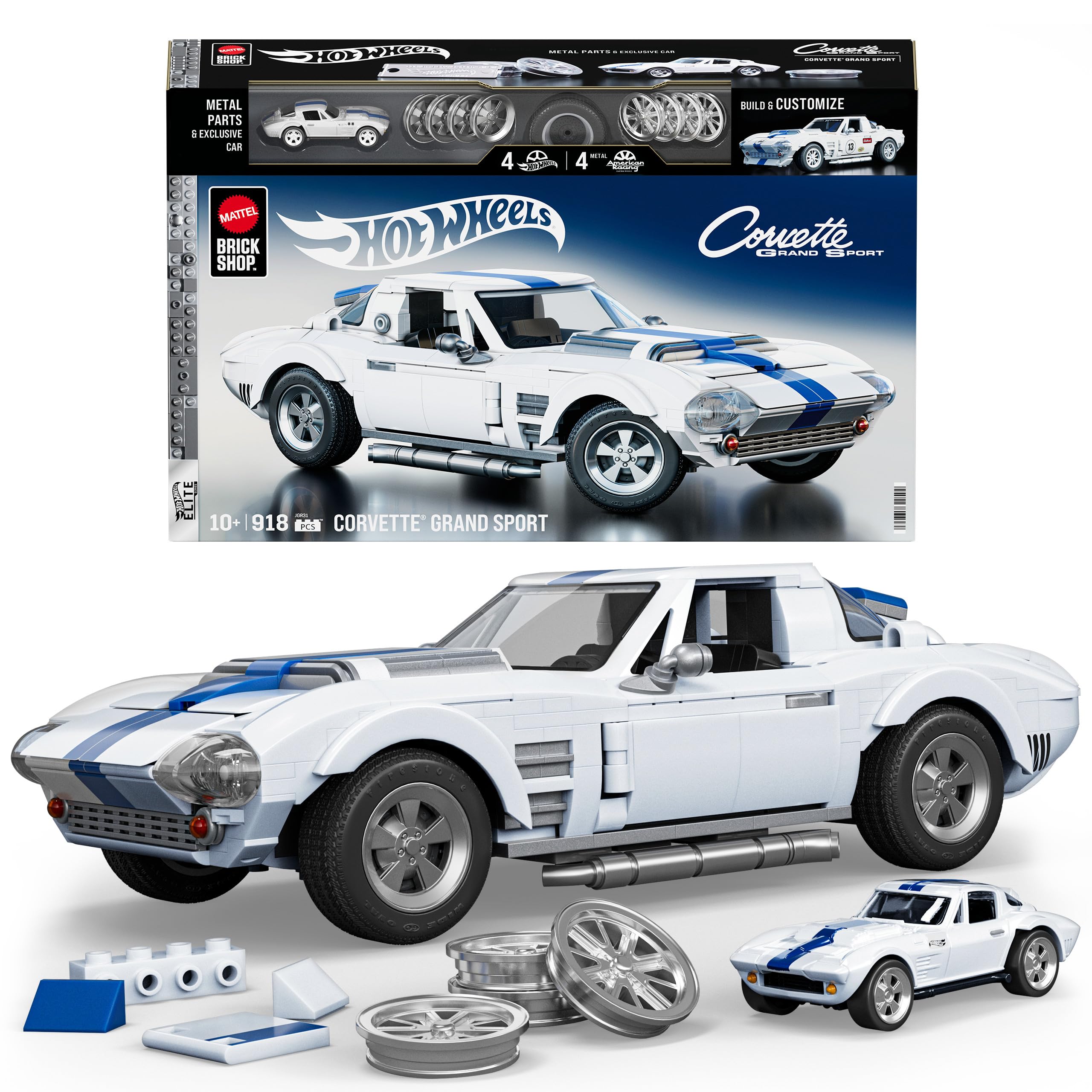 Mattel Brick Shop Hot Wheels Elite Series Corvette Grand Sport Building Set (918pc)