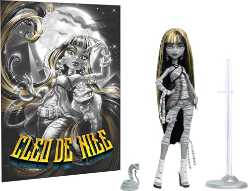 Monster High Cleo de Nile doll with packaging and accessories on a white background